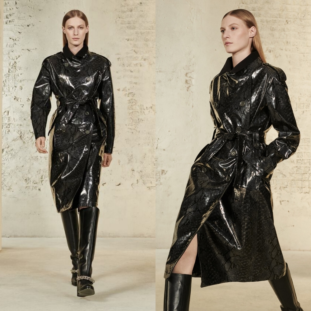 NWT Zara Srpls Snake Snkin Trench Coat Small